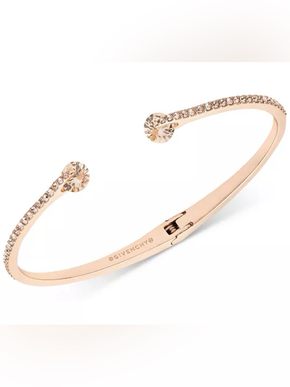 Givenchy Rose-Gold Crystal & Pavé Hinged Bangle Bracelet